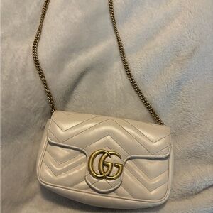 Gucci Cream Crossbody Bag with Gold Chain